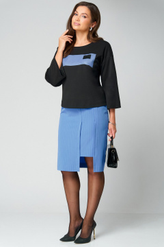Туника, юбка Мишель стиль 1292 черно-голубой - фото 3