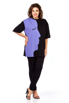 Футболка Avenue 0339 черный+сирень - фото 2