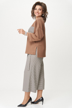 Джемпер, кюлоты Michel chic 1362/2 коричневый,клетка - фото 4