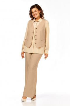 Блуза, брюки, жилет Ольга Стиль С-946 бежевый - фото 2