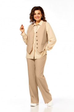 Блуза, брюки, жилет Ольга Стиль С-946 бежевый - фото 1