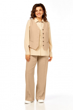 Блуза, брюки, жилет Ольга Стиль С-946 бежевый - фото 3