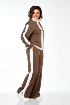 Костюм спортивный брюки джемпер больших размеров Ольга Стиль С-948 коричневый - фото 5