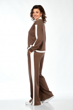 Костюм спортивный брюки джемпер больших размеров Ольга Стиль С-948 коричневый - фото 2
