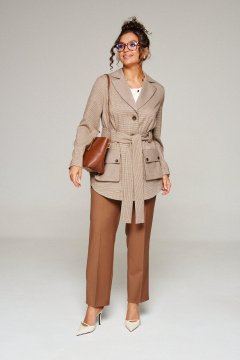 Блуза, брюки, жакет Beautiful&Free 6366 клетка_бежевая - фото 1