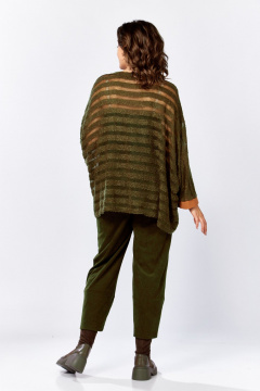 Комплект из брюк-бананов и пончо из вельвета и букле ZigzagStyle 499 хаки - фото 5