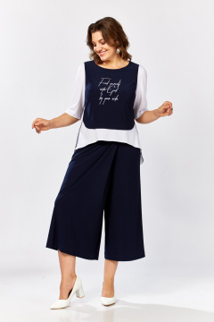 Блуза, брюки ZigzagStyle 429 синий+белый - фото 1