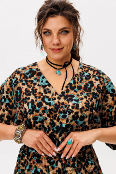 Платье Anelli 1391.1 бирюза_бронза - фото 4