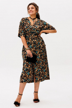 Платье Anelli 1391.1 бирюза_бронза - фото 5