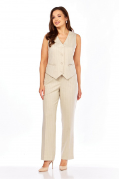 Брюки, жилет MALI 724-047 бежевый_в_полоску - фото 5