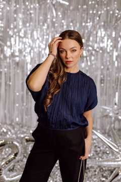 Блуза КАЛИНКА КП-8357-Н24 темно-синий - фото 1