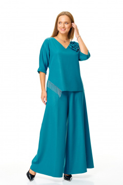 Блуза, брюки T&N 7678 бирюза - фото 4