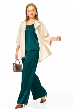 Блуза, брюки, кардиган T&N 7682 золото-зелень - фото 3