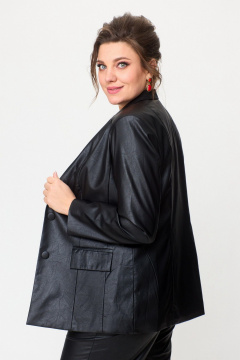 Жакет БелЭльСтиль 412-3_03_22 черный_экокожа - фото 3