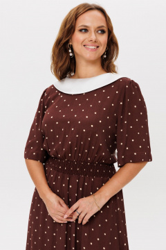 Платье Mislana 1206 рыжий_корица_горошек - фото 3