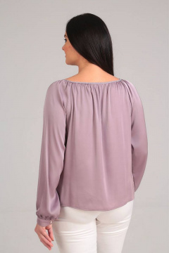 Приталенная блуза из текстиля с воланами и разрезами Таир-Гранд 62107 какао - фото 2