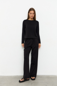 Костюм из трикотажа с брюками и укороченным джемпером Luitui R4017 черный - фото 2
