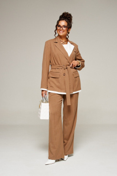 Блуза, брюки, жакет Beautiful&Free 6369 полоска_бежевая - фото 5