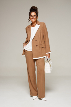 Блуза, брюки, жакет Beautiful&Free 6369 полоска_бежевая - фото 3