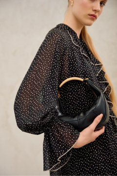 Платье шифоновое в горошек - черное Lokka 1681черный/принт_горох - фото 5