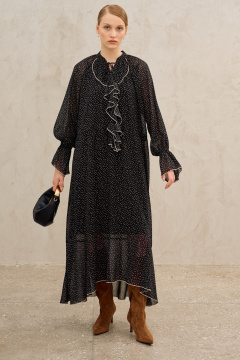 Платье шифоновое в горошек - черное Lokka 1681черный/принт_горох - фото 2