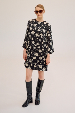 Платье Lokka 1711 черный/бежевые_цветы - фото 1