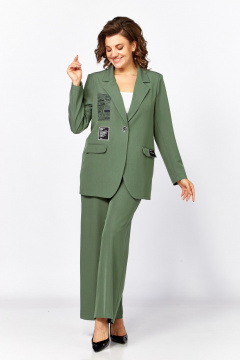 Брюки, жакет Rishelie 986 оливковый - фото 3