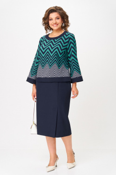 Блуза, юбка Aira Style 24126 ментолово-синий - фото 1