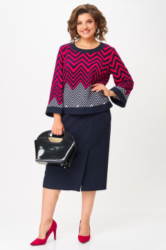 Блуза, юбка Aira Style 24126 малиново-синий - фото 5
