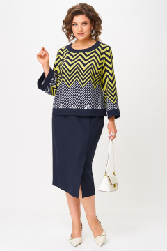 Блуза, юбка Aira Style 24126 лимонно-синий - фото 1