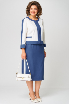 Жакет, юбка Aira Style 24124 молочно-синий - фото 2