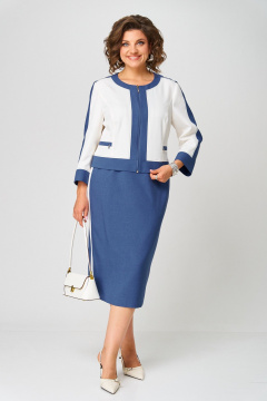 Жакет, юбка Aira Style 24124 молочно-синий - фото 1