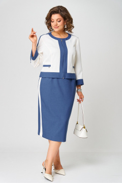 Жакет, юбка Aira Style 24124 молочно-синий - фото 5