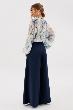 Блуза, брюки Amberа Style 2137-1 молоко-синий - фото 3