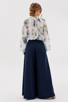 Блуза, брюки Amberа Style 2137-1 молоко-синий - фото 2