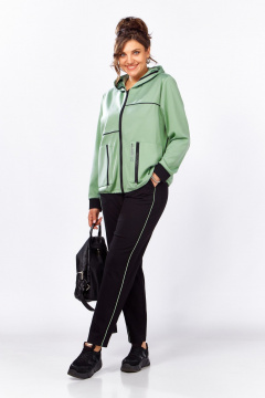 Костюм спортивный брюки бомбер больших размеров Lady Secret 25213 фисташковый+черный - фото 3