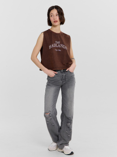 Топ Mark Formelle 112992R/24-ОБР32654П-0 коричневый_acid_wash_печать_009.2_Эйсид_1_сл_на - фото 3