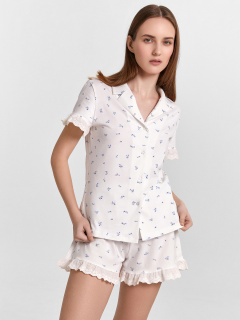 Рубашка, шорты Mark Formelle 592533/24-32247ПП-5 синие_цветочки_на_белом - фото 1