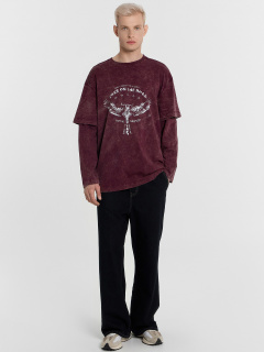 Лонгслив Mark Formelle 121928/24-ОБР4595П-0 винный_acid_wash_009.2_Эйсид_1_сл_на_пол - фото 2