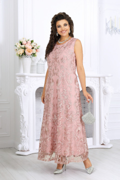 Накидка, платье Ninele 7496 пудра - фото 5
