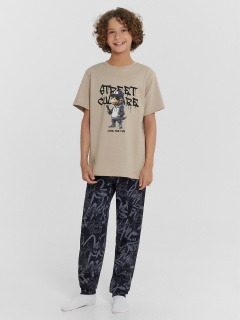 Брюки, футболка Mark Formelle 563321-1/24-26176ПП-0 бежевый_граффити_на_черном_3_сл_на_пол - фото 1