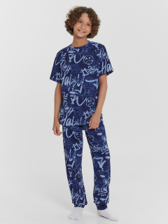 Брюки, футболка Mark Formelle 563321-1/24-26177ПП-0 граффити_на_т.синем - фото 1
