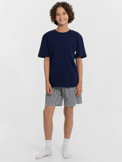 Футболка, шорты Mark Formelle 563329/24-33903ПП-14 т.синий_синяя_полоска_на_белом_декор - фото 1