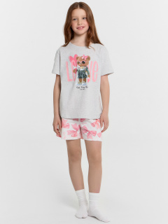 Футболка, шорты Mark Formelle 567727/25-35243ПП-0 серый_меланж_4306_А_бантики_на_белом_3_сл_на_пол - фото 1