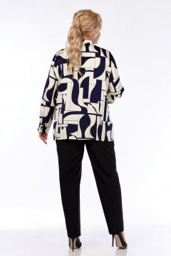 Блуза, брюки СиБон 0343 синий_беж- черный - фото 3