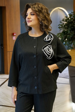 Брюки, жакет Alani Collection 2414/1 черный_полоска - фото 5