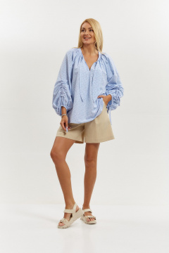 Блуза Ольга Стиль С-957 голубой_полоска - фото 3