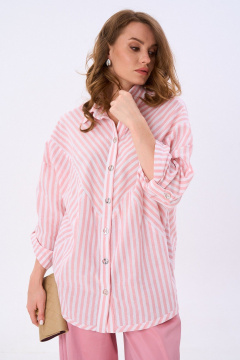 Брюки, жилет, рубашка NikVa 956-3 пудра и пудрово-молочные полосы - фото 3