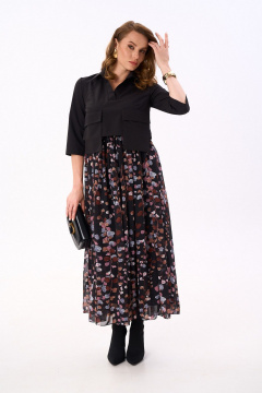 Платье NikVa 514-3 чёрный_листья_мультиколор - фото 5