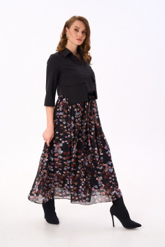Платье NikVa 514-3 чёрный_листья_мультиколор - фото 2